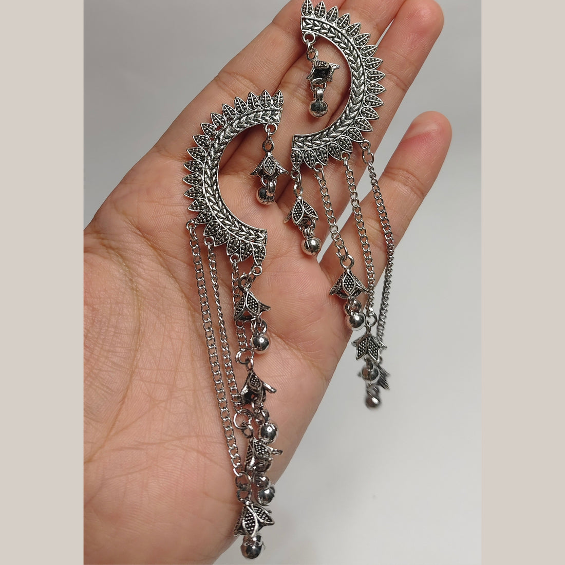 Crescent Moon Tassel Jhumki