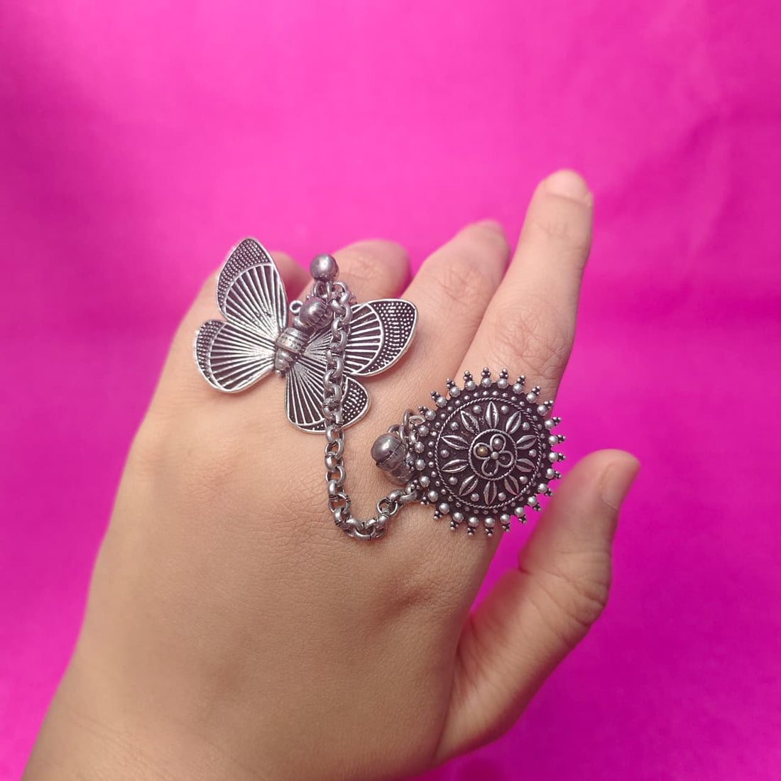 Butterfly Chain Dual Finger Rings