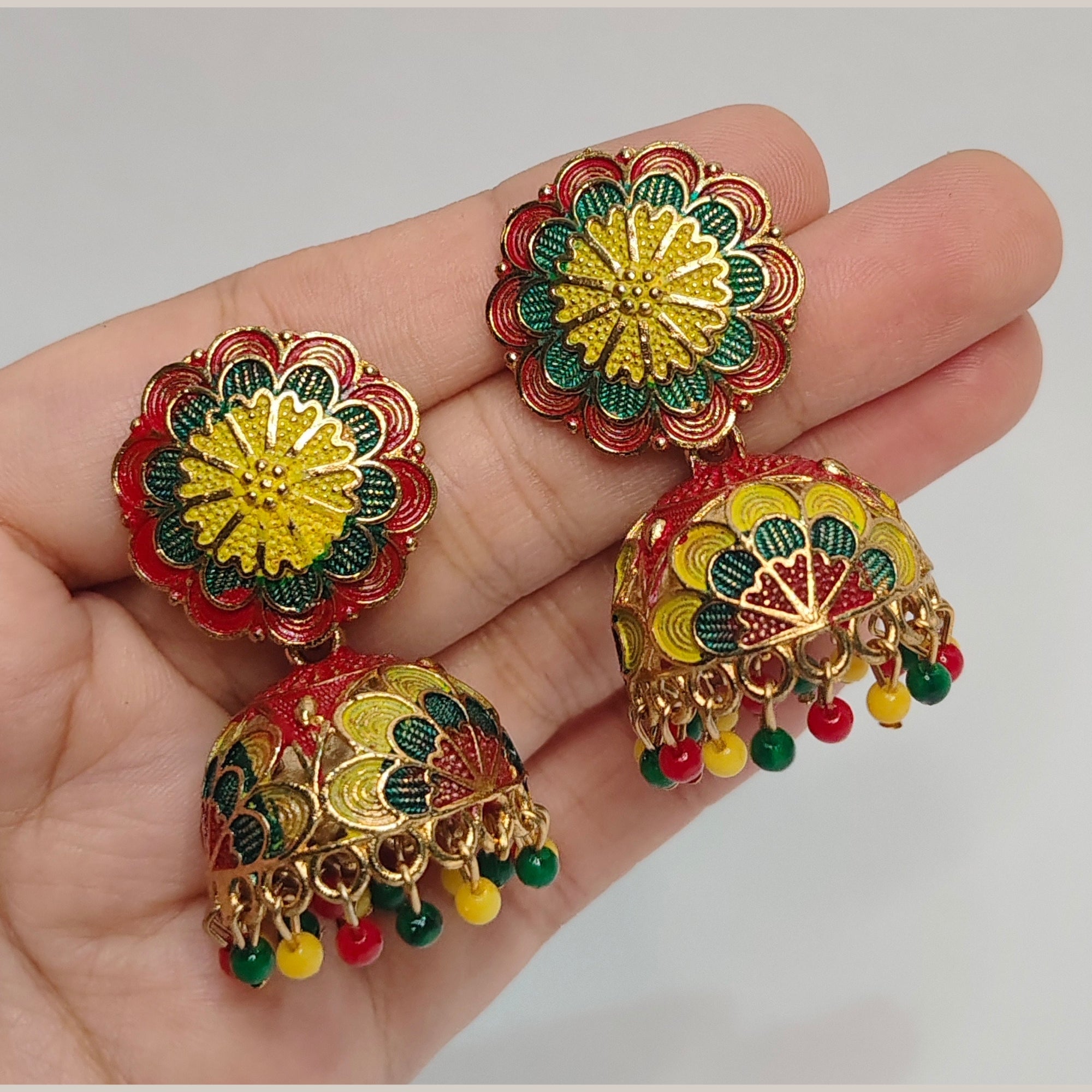 Meenakari Multicolor Beaded Jhumki