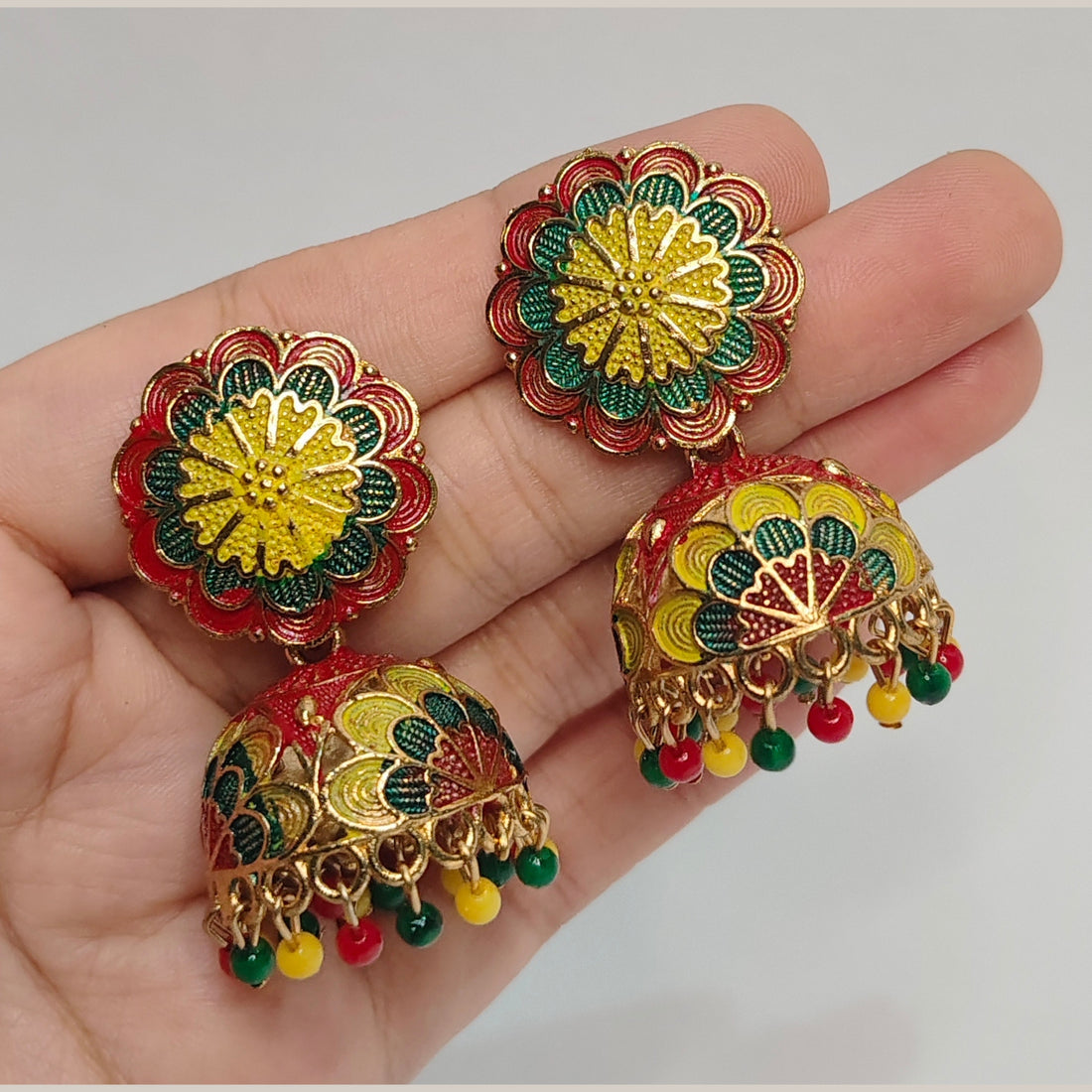 Meenakari Multicolor Beaded Jhumki