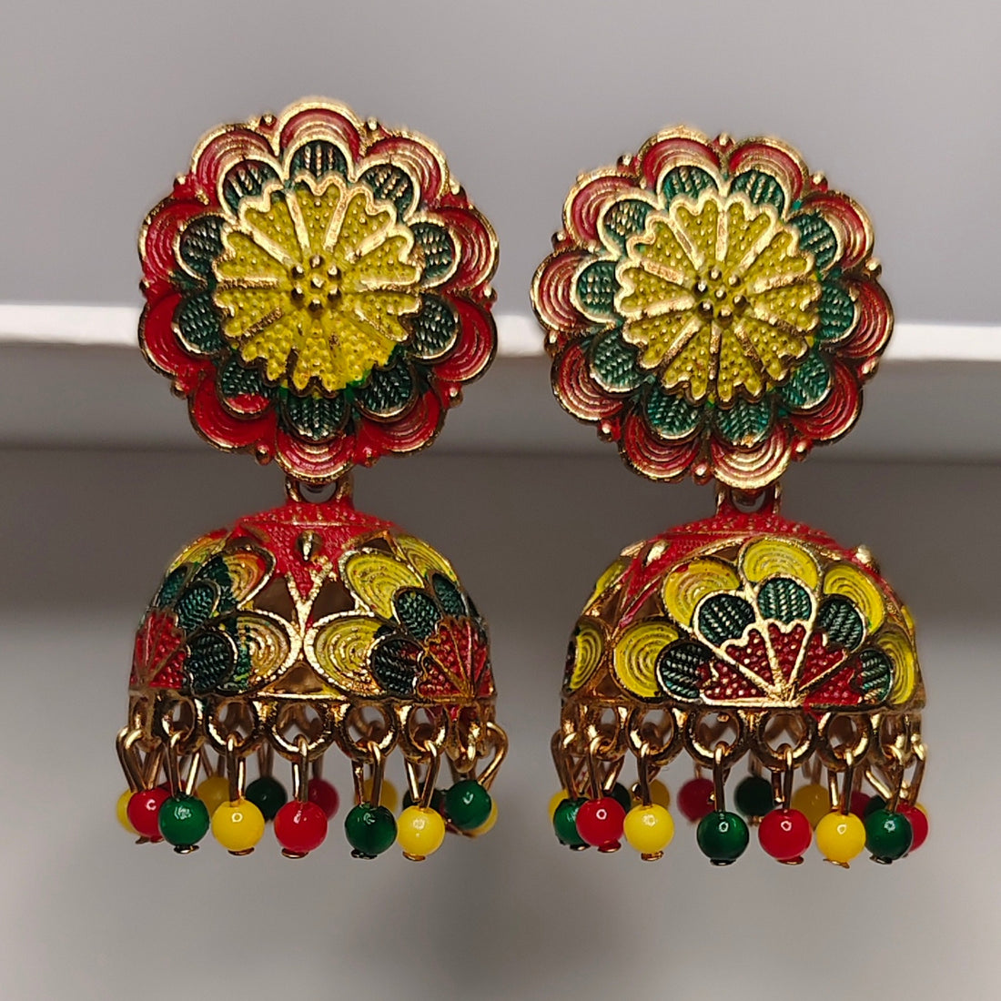 Meenakari Multicolor Beaded Jhumki