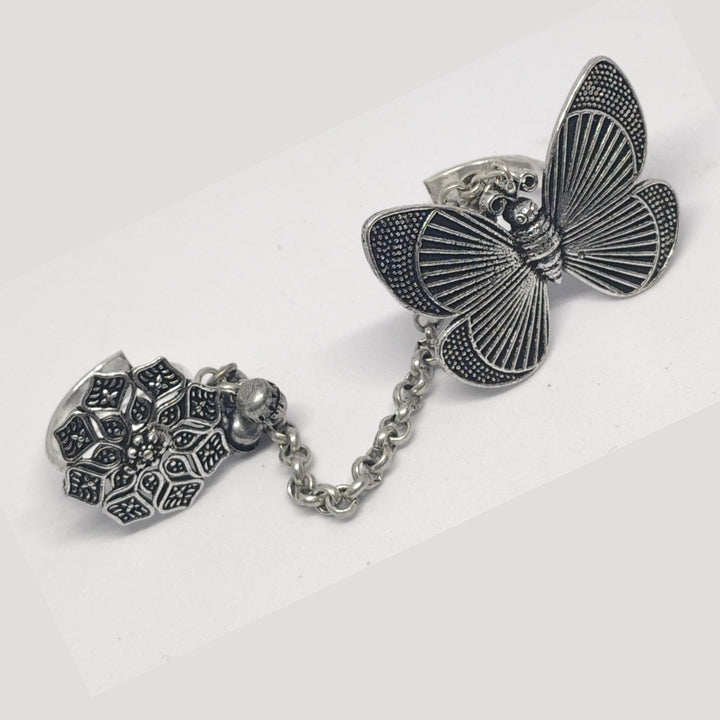 Butterfly Chain Dual Finger Rings