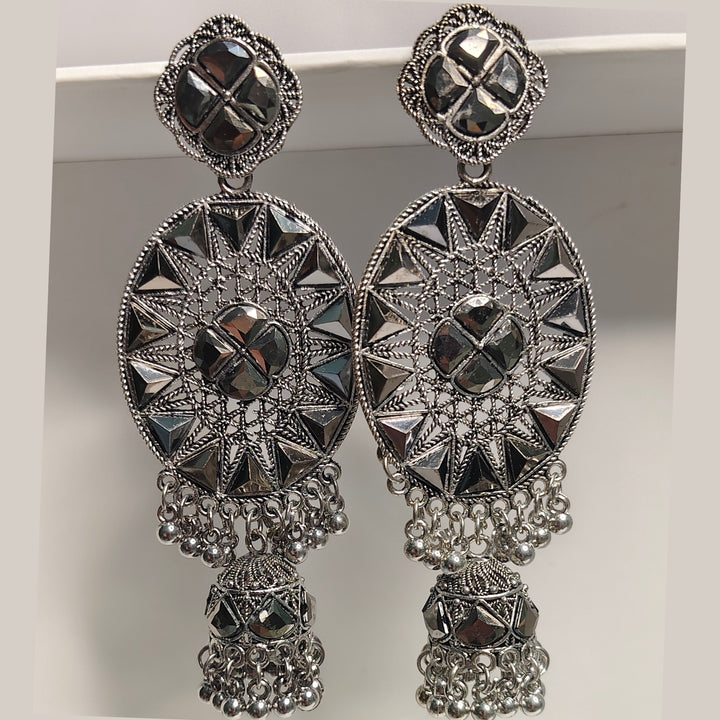 Antique Silver Oxidised Metal Brass Tassel Earring