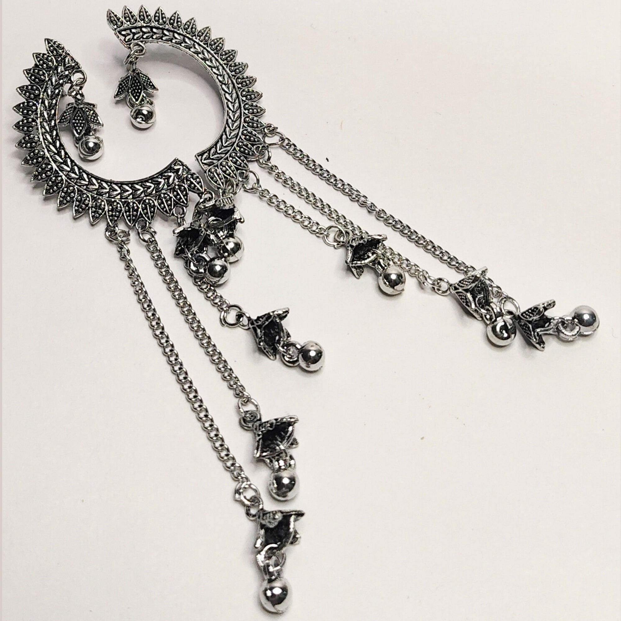 Crescent Moon Tassel Jhumki