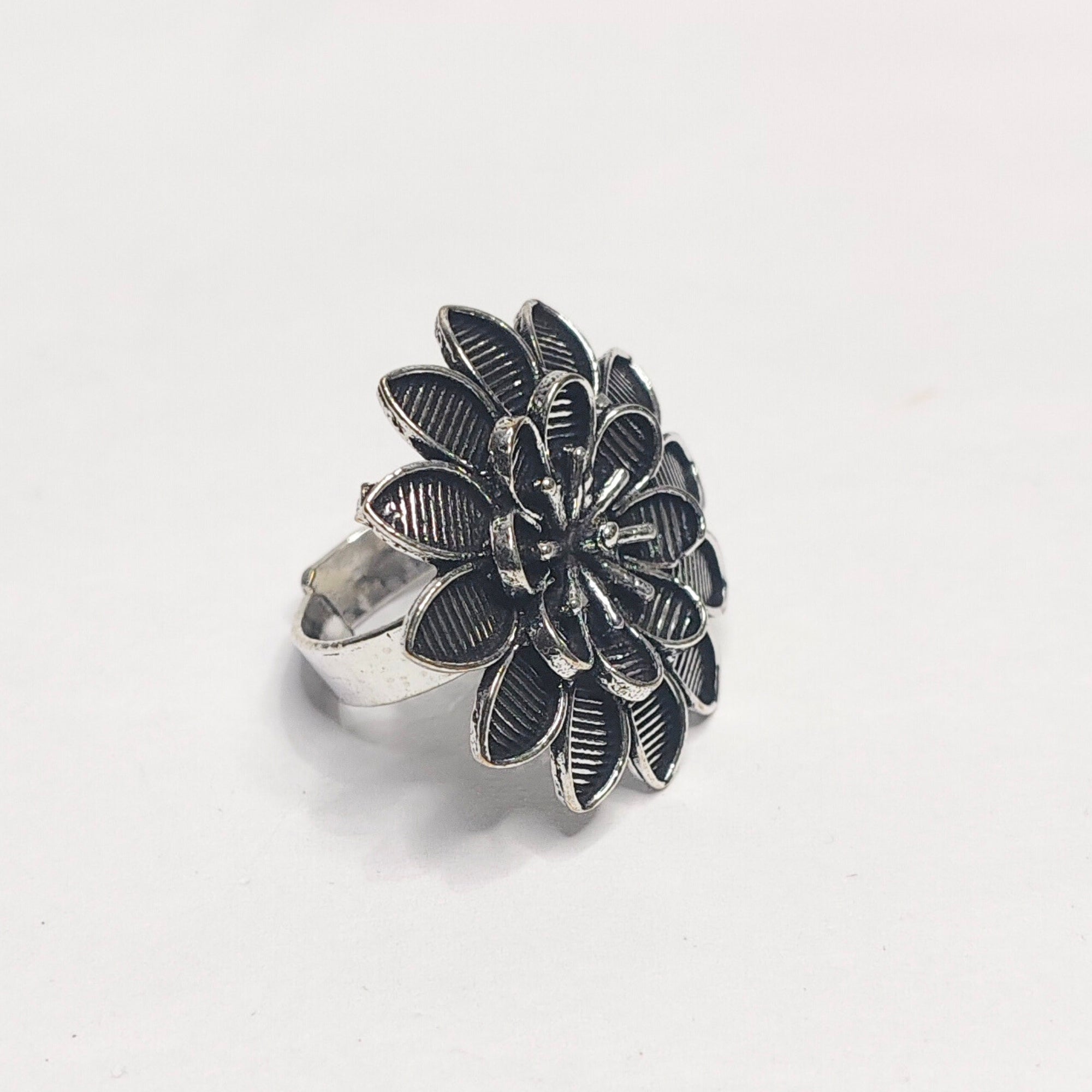 Oxidised Flower Ring