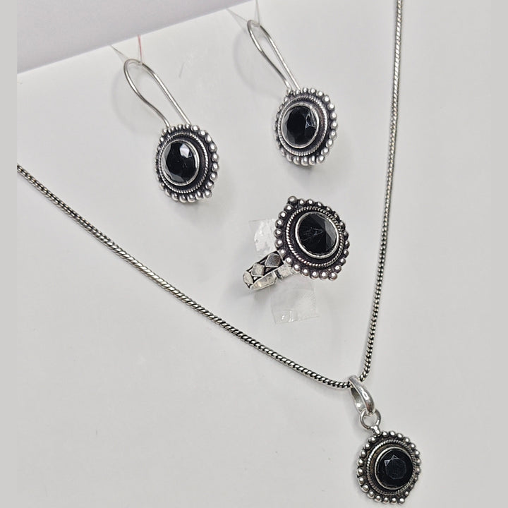 Black Stone Jewellery Combo Set
