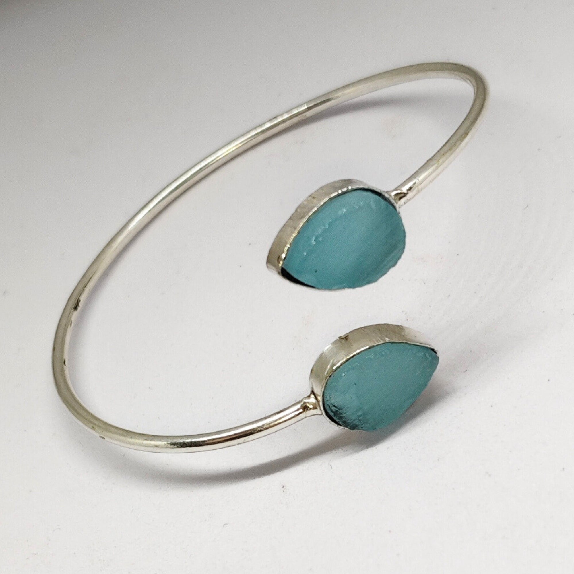 Handcrafted Open Bangle with Dual stones – Trendy Adjustable Bracelet