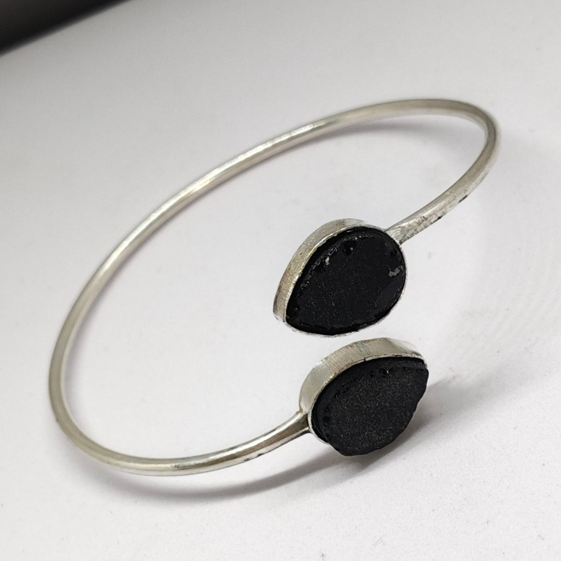 Handcrafted Open Bangle with Dual stones – Trendy Adjustable Bracelet