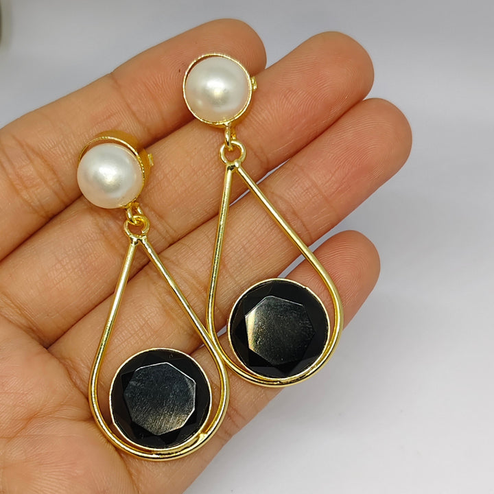 Stone & Pearl Drop Earrings for Women