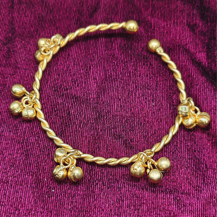 Gold-Toned Twisted Ghungroo Bangle