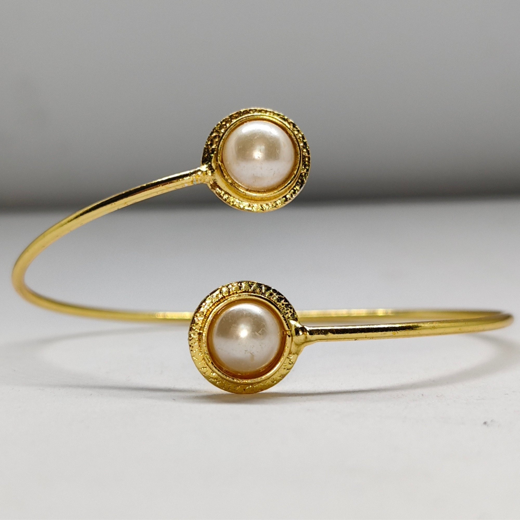 Gold-Plated Pearl Open Cuff Bracelet for Women