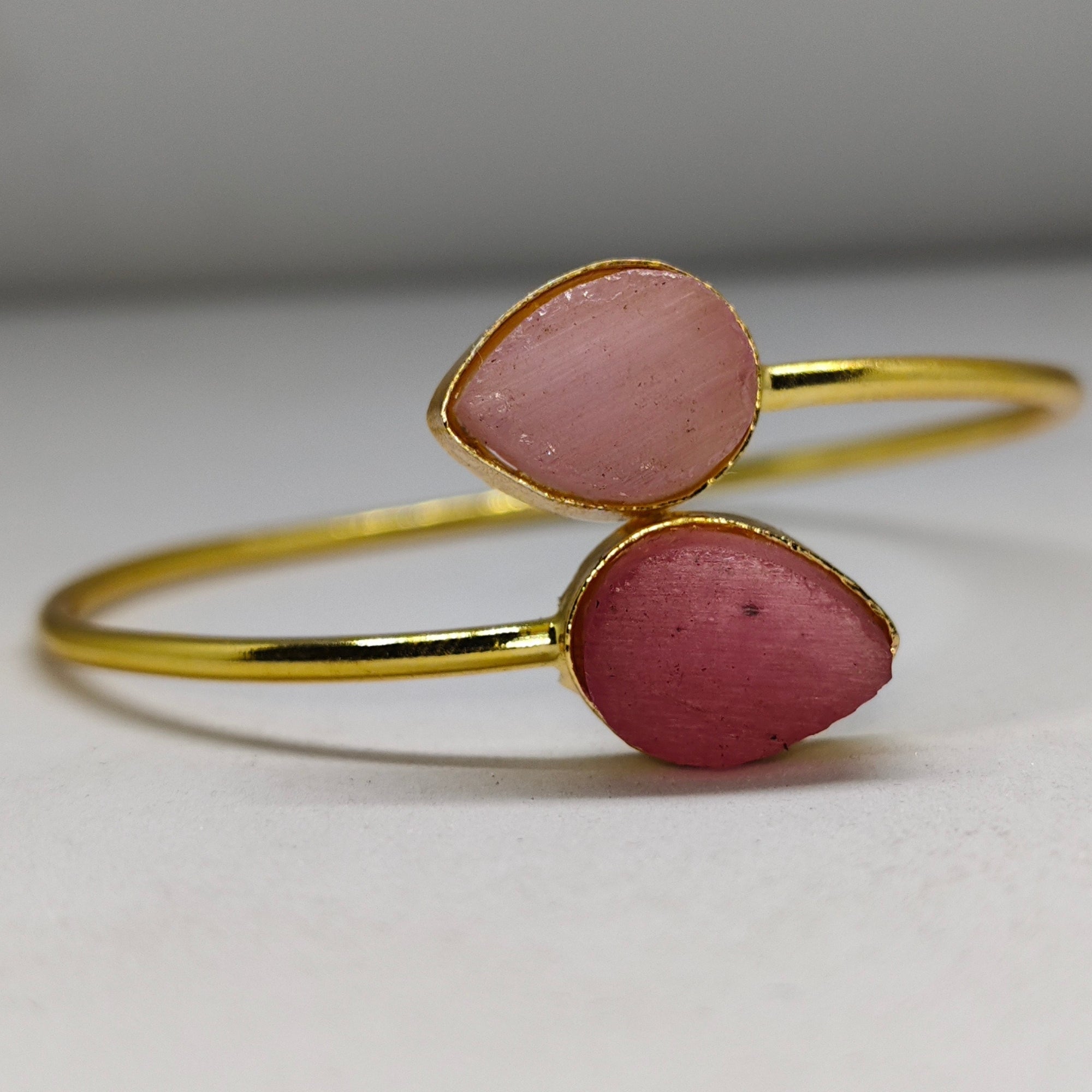 Gold-Plated Druzy Open Cuff Bracelet for Women | Designer Statement Bangle