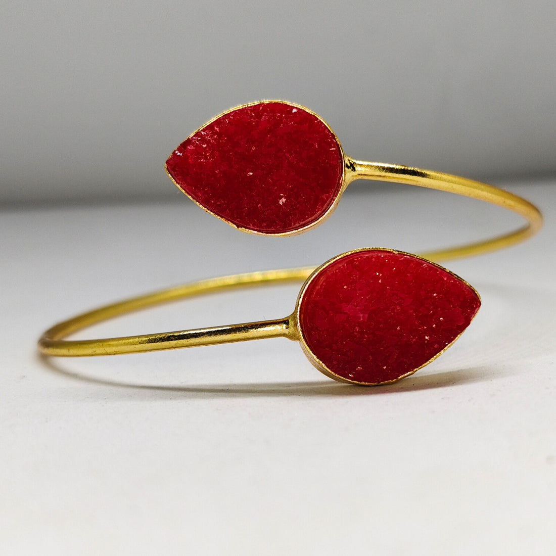 Gold-Plated Druzy Open Cuff Bracelet for Women | Designer Statement Bangle