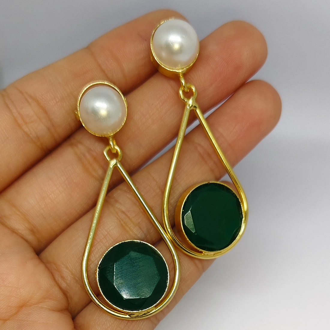 Stone & Pearl Drop Earrings for Women