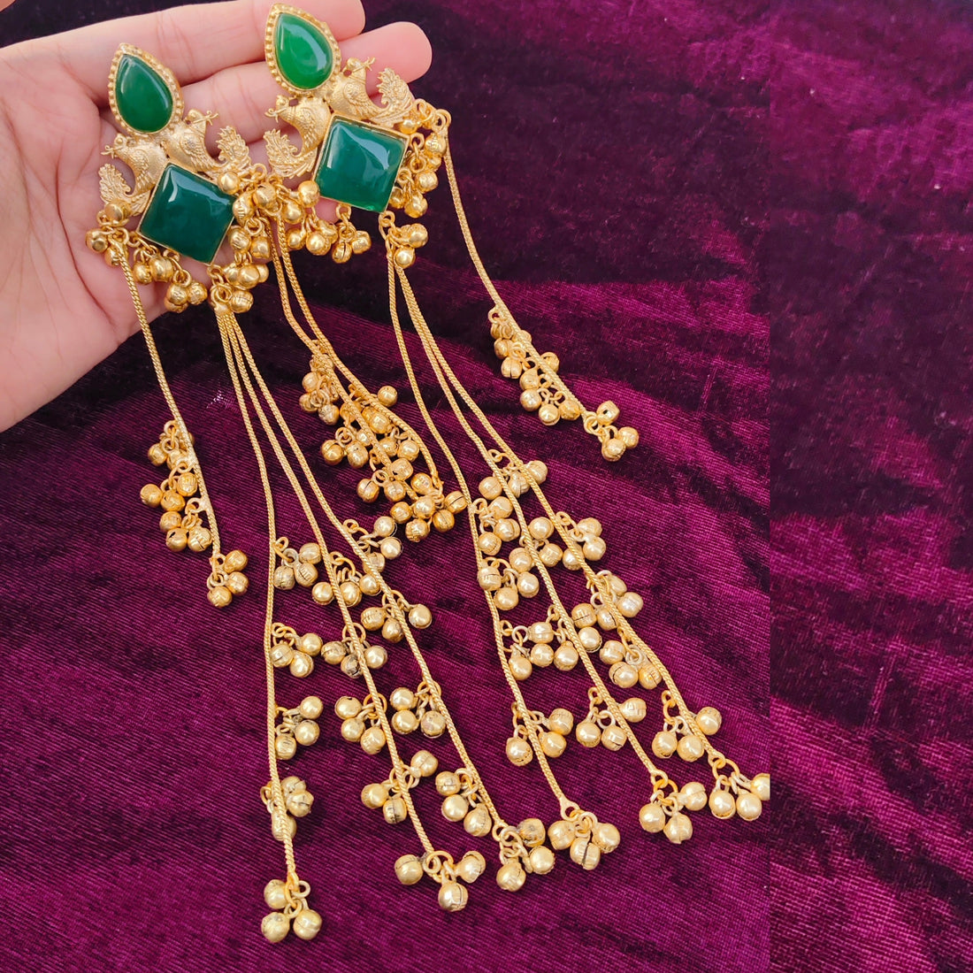 Viral Kashmiri Gold-Plated Long Jhumka Earrings