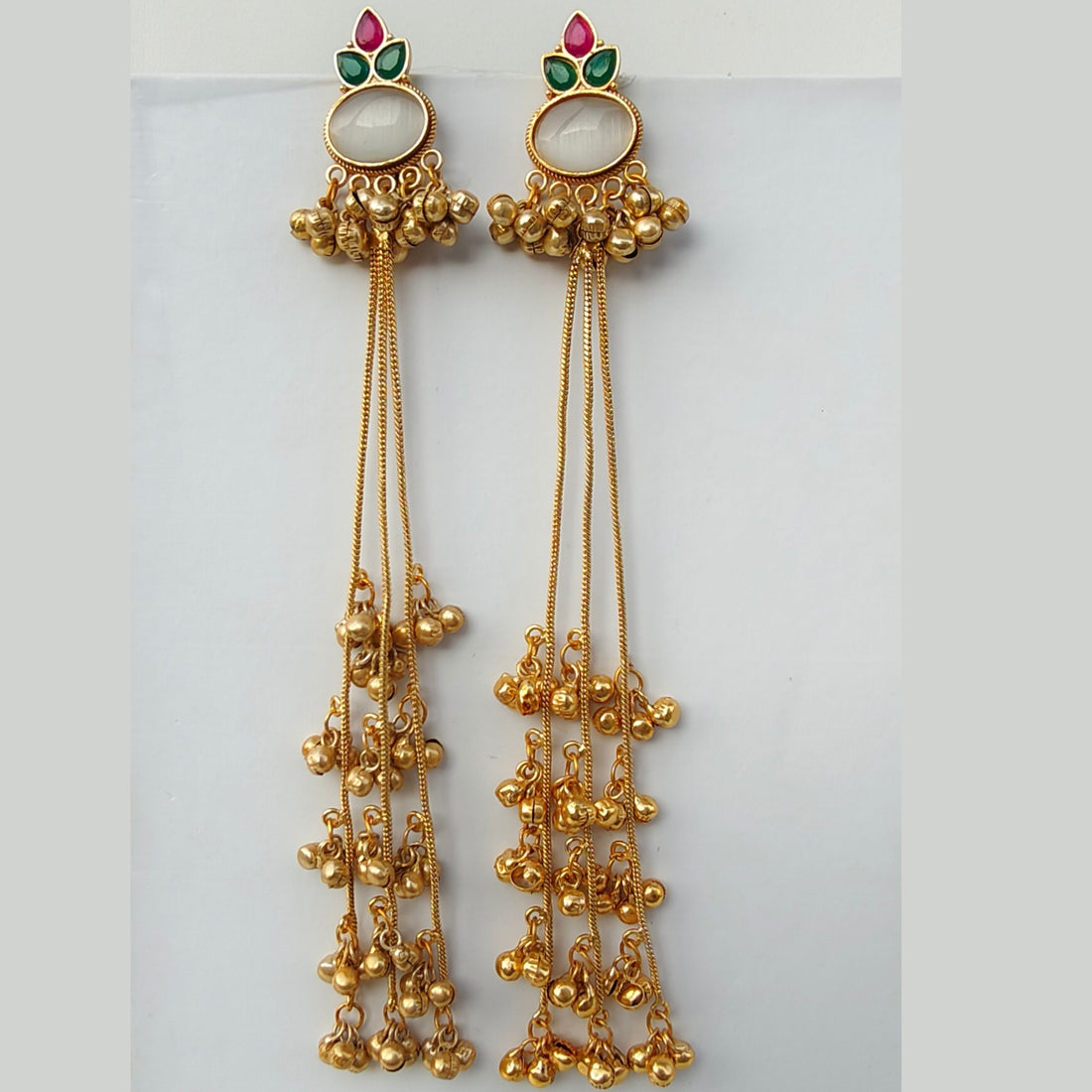 Viral Kashmiri Lotus Gold-Plated Long Jhumka Earrings