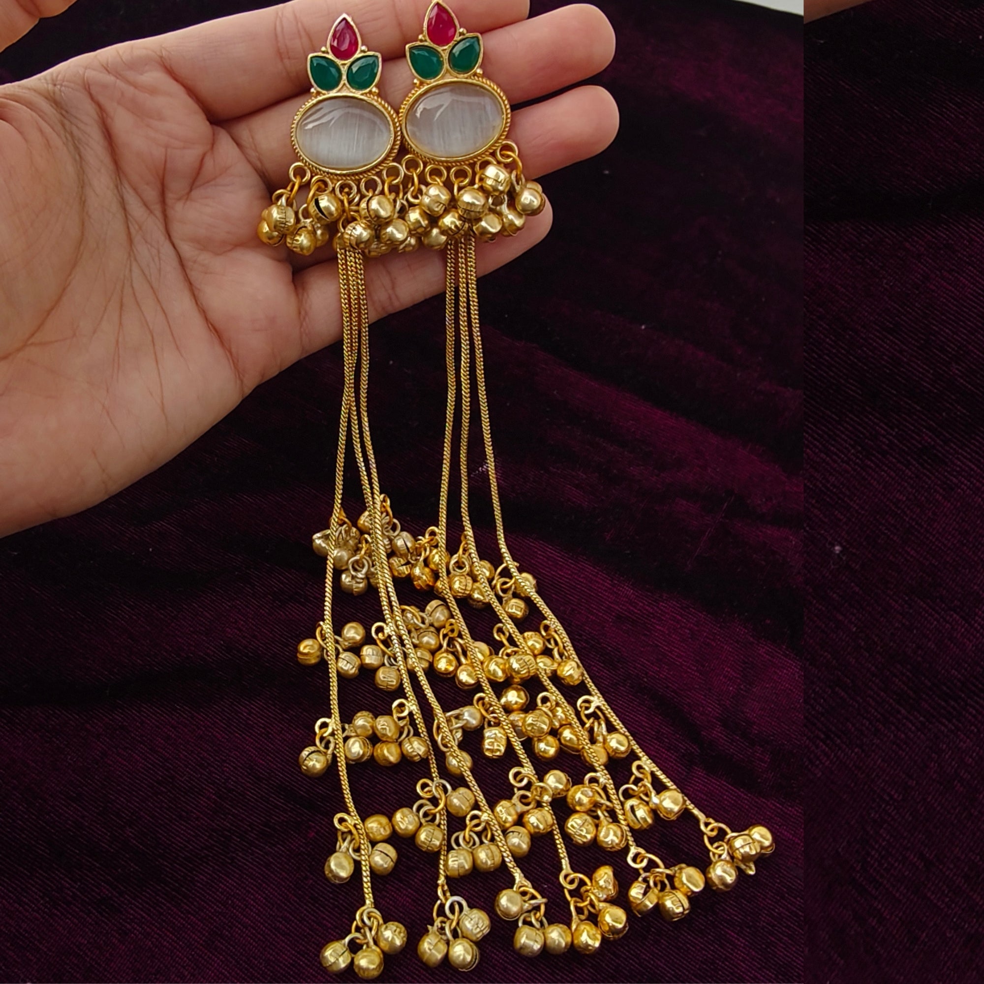 Viral Kashmiri Lotus Gold-Plated Long Jhumka Earrings