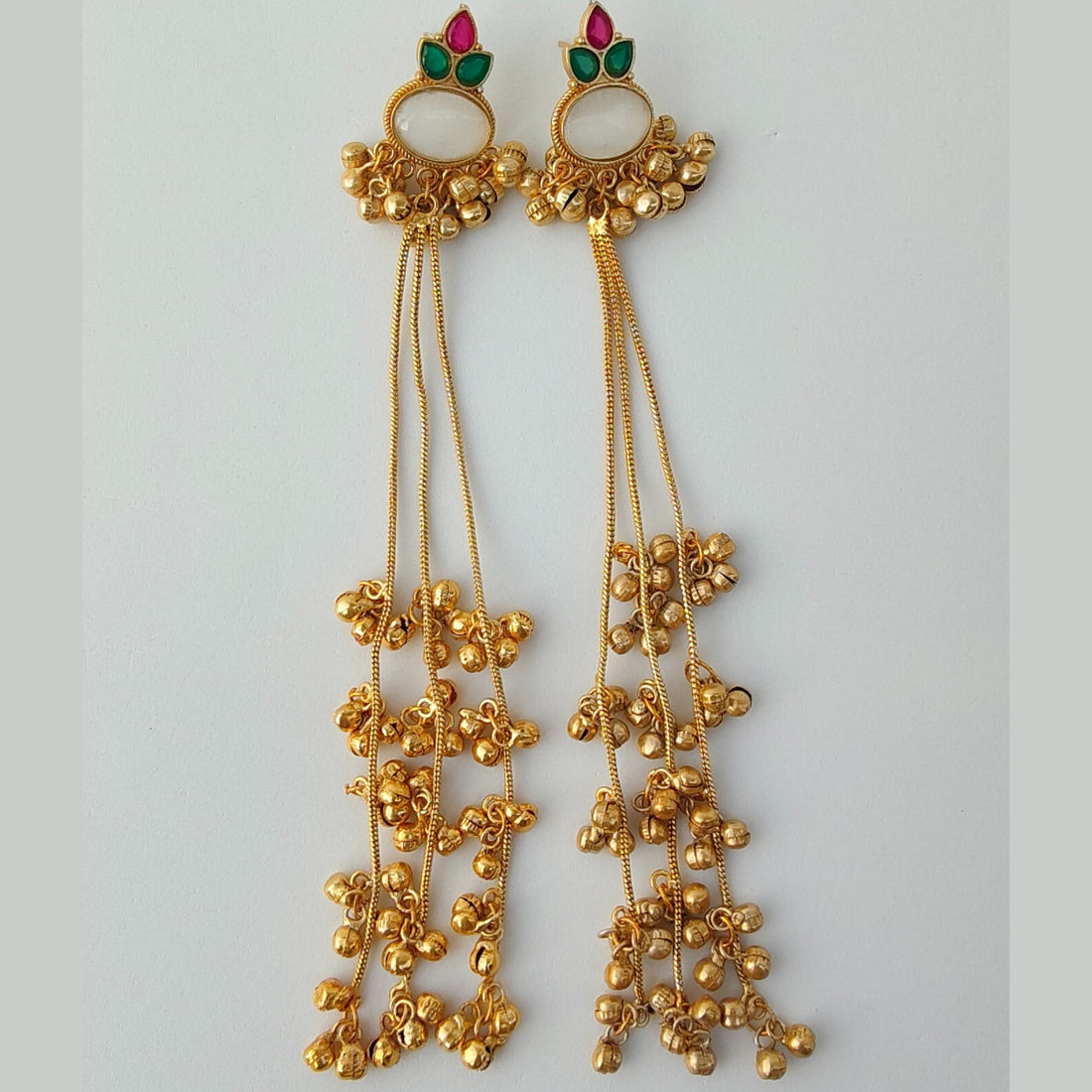 Viral Kashmiri Lotus Gold-Plated Long Jhumka Earrings