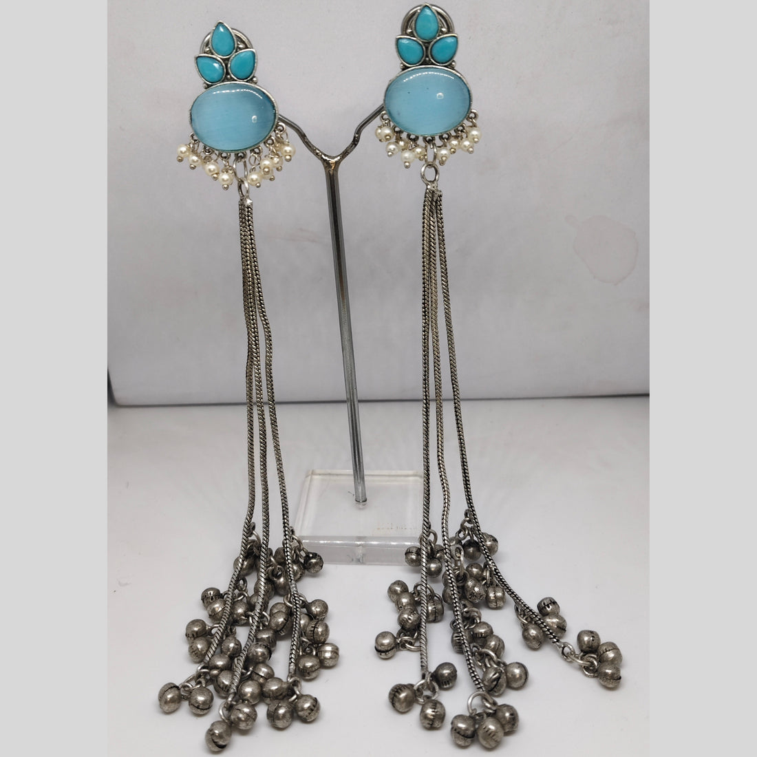 Viral Kashmiri Long Earrings with Monalisa Stone