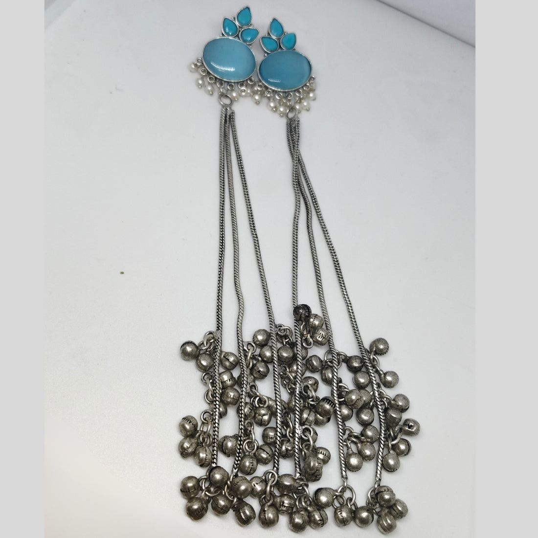 Oxidised Kashmiri Long Tassel Earrings | Kashmiri Tribal Statement Jewelry