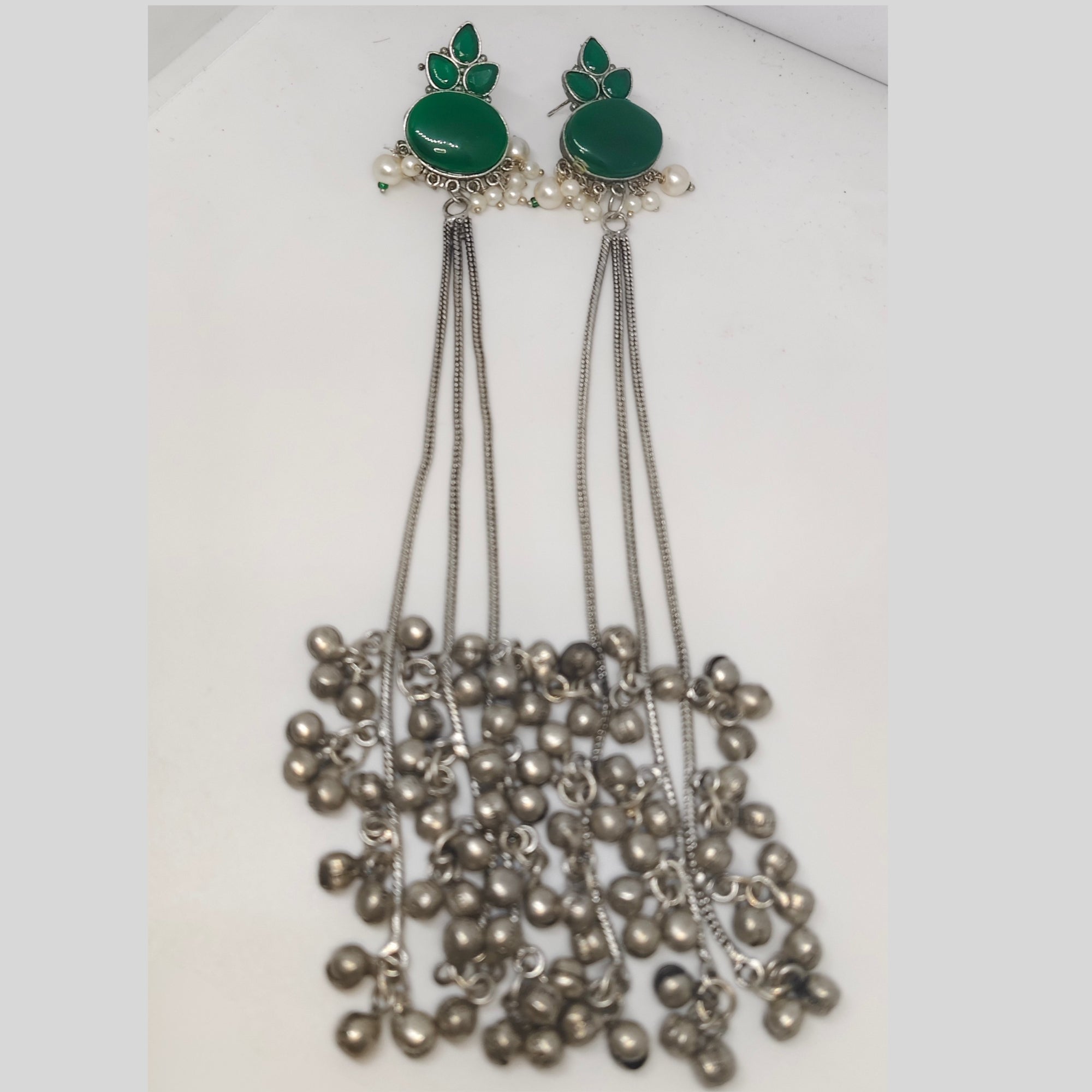 Oxidised Kashmiri Long Tassel Earrings | Kashmiri Tribal Statement Jewelry