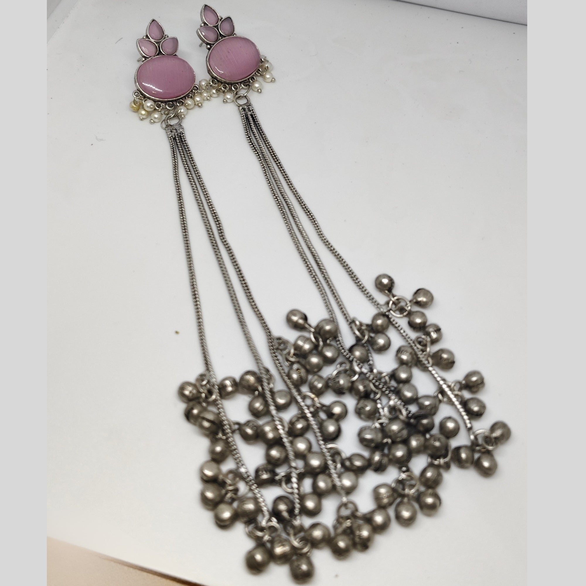 Oxidised Kashmiri Long Tassel Earrings | Kashmiri Tribal Statement Jewelry