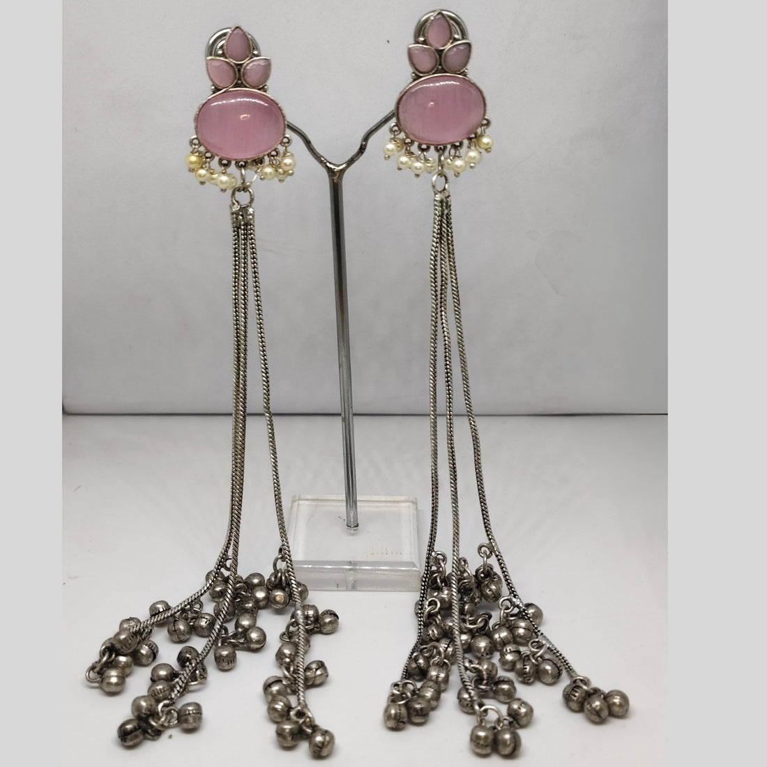 Oxidised Kashmiri Long Tassel Earrings | Kashmiri Tribal Statement Jewelry