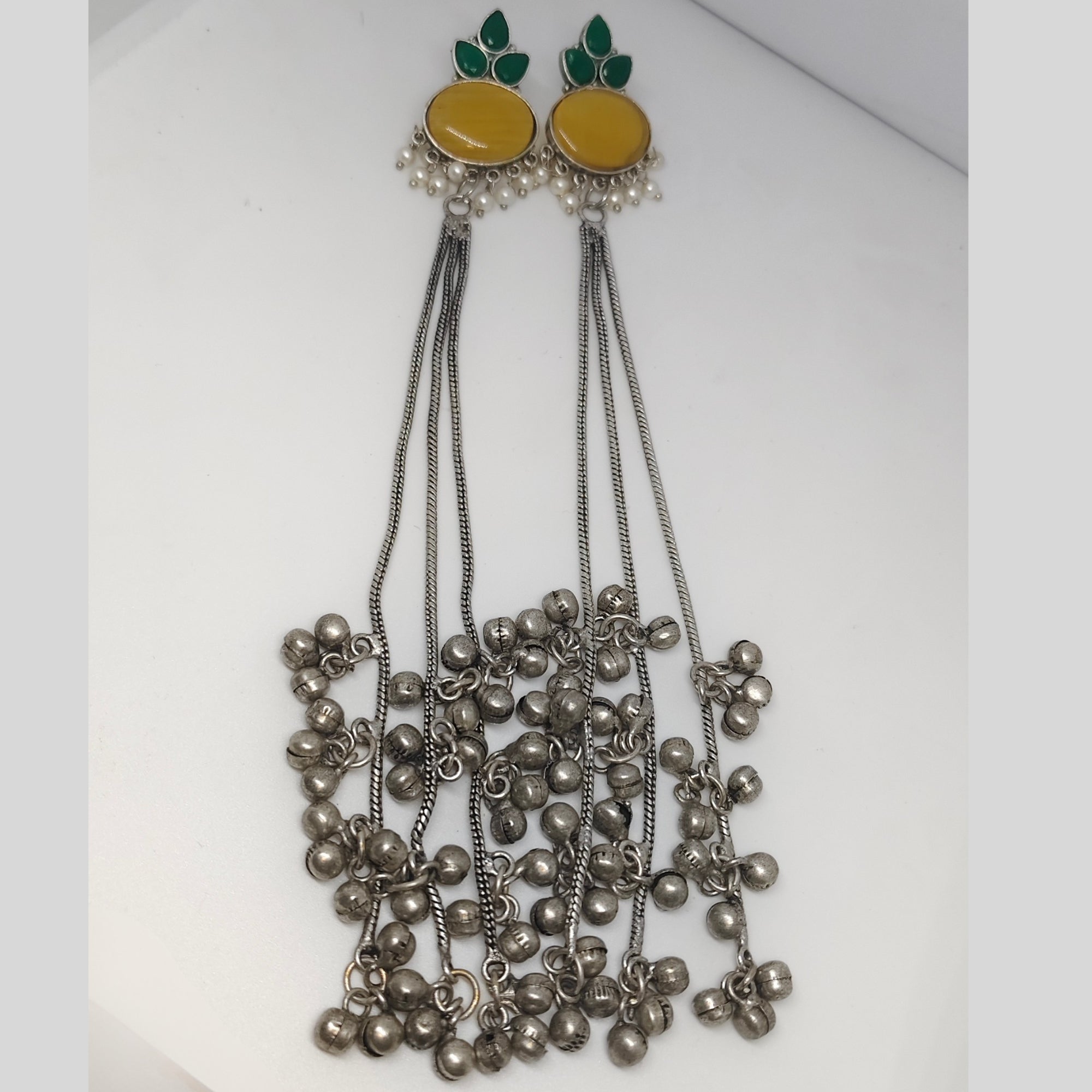 Oxidised Kashmiri Long Tassel Earrings | Kashmiri Tribal Statement Jewelry