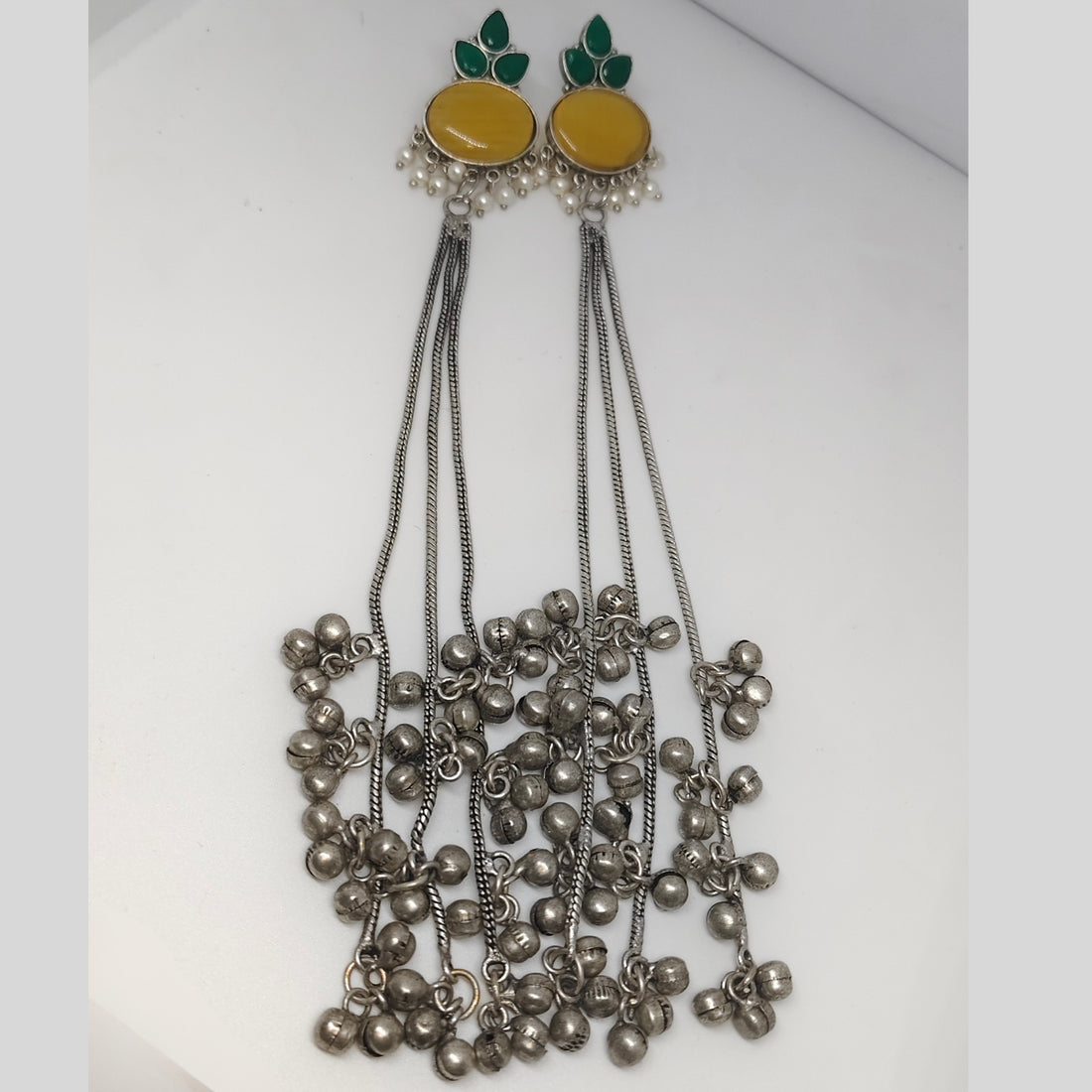 Oxidised Kashmiri Long Tassel Earrings | Kashmiri Tribal Statement Jewelry