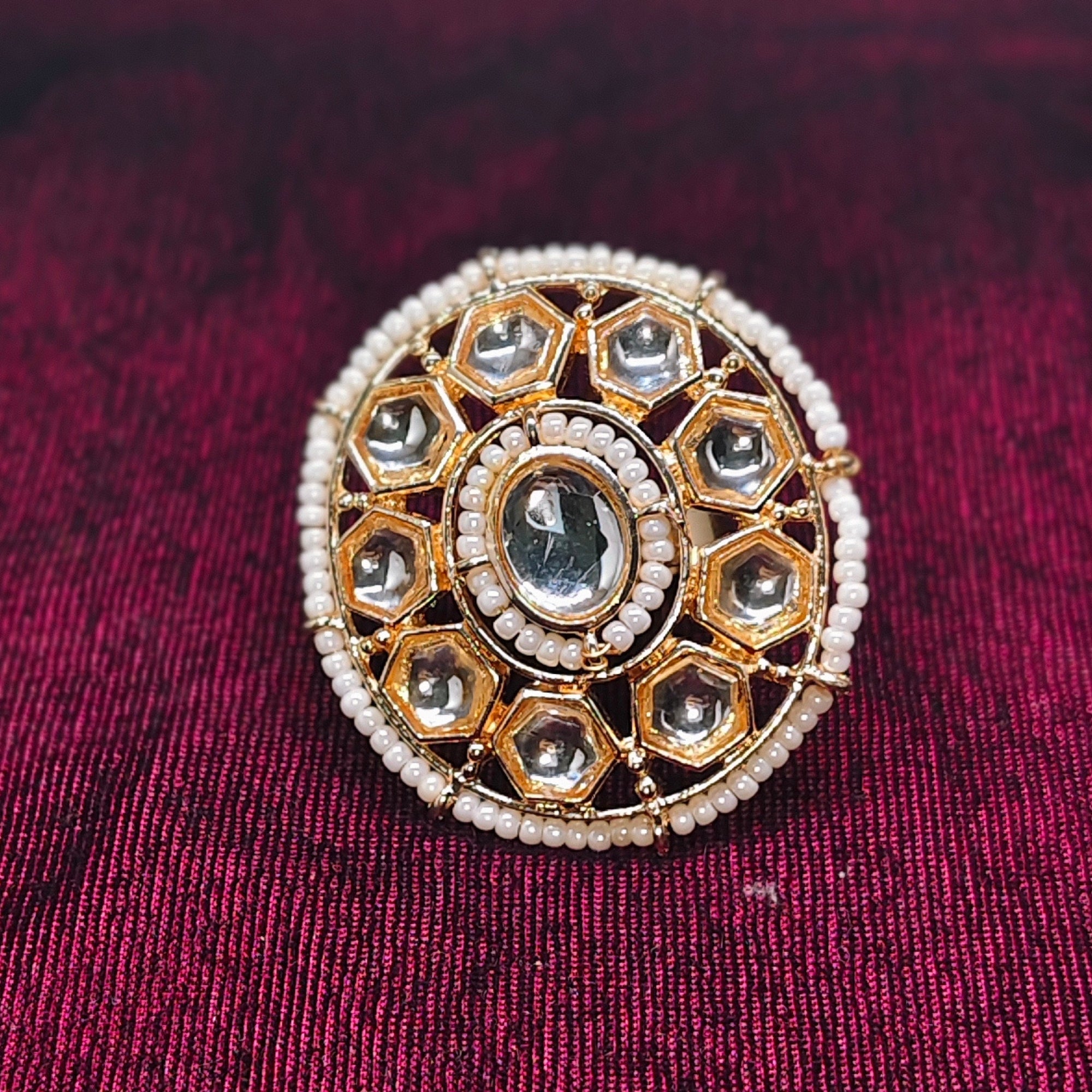 Kundan Statement Ring | Handcrafted Adjustable Bridal Jewelry