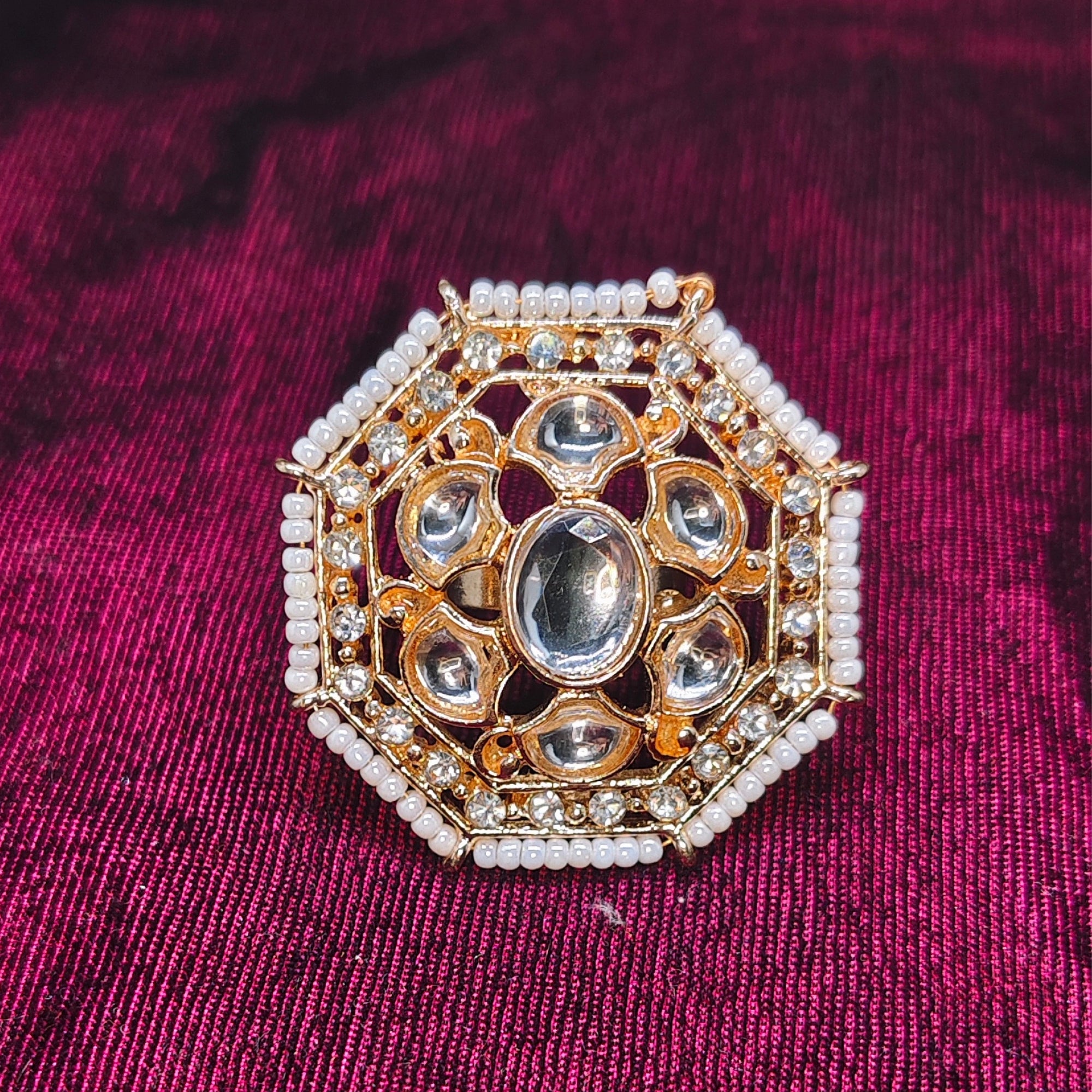 Kundan Statement Ring | Handcrafted Adjustable Bridal Jewelry