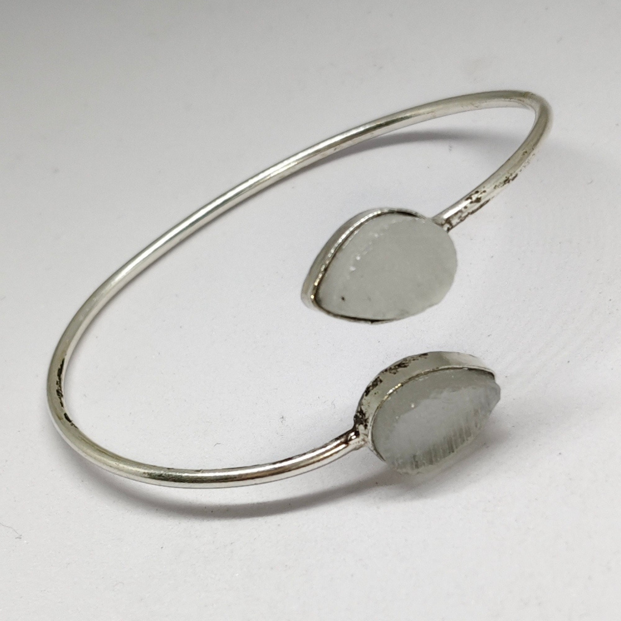 Handcrafted Open Bangle with Dual stones – Trendy Adjustable Bracelet