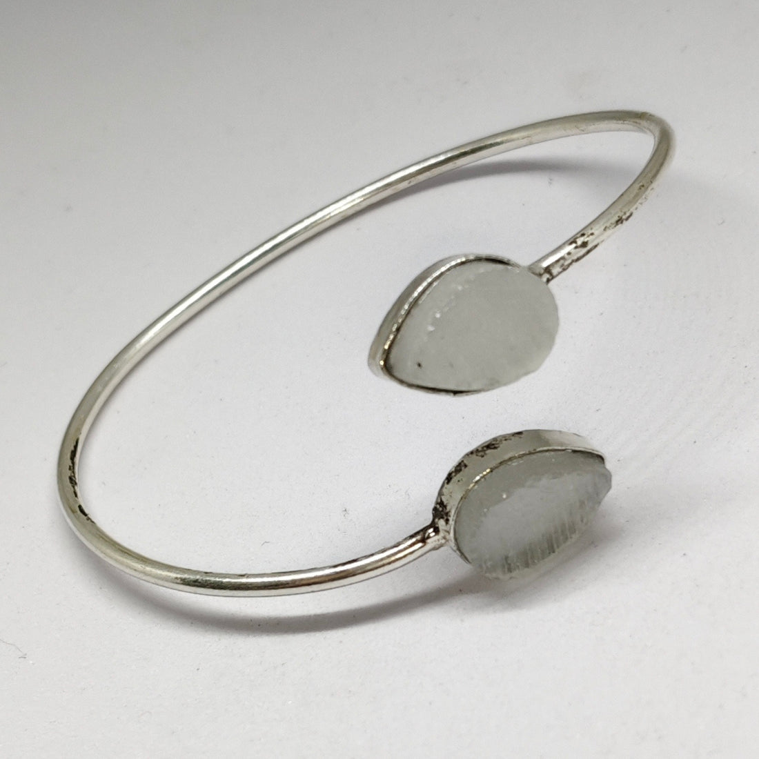 Handcrafted Open Bangle with Dual stones – Trendy Adjustable Bracelet